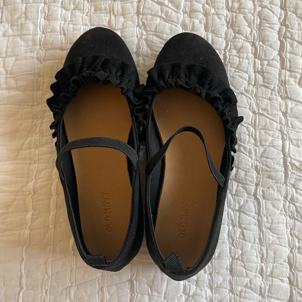NWOT Little girls black suede Mary Jane shoes